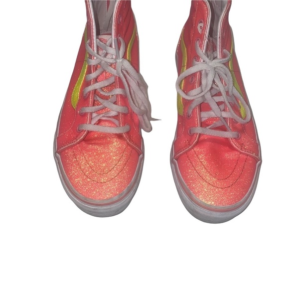 𝅺VANS SK8-HI Zip pink Neon Glitter Skate Sneaker Juniors Size US 5.5 - Picture 4 of 5